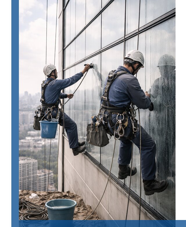 Профессиональная мойка фасадных окон альпинистами в Лиски