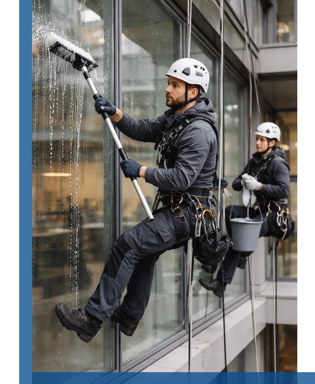 Профессиональная мойка витражей промышленными альпинистами в Лиски