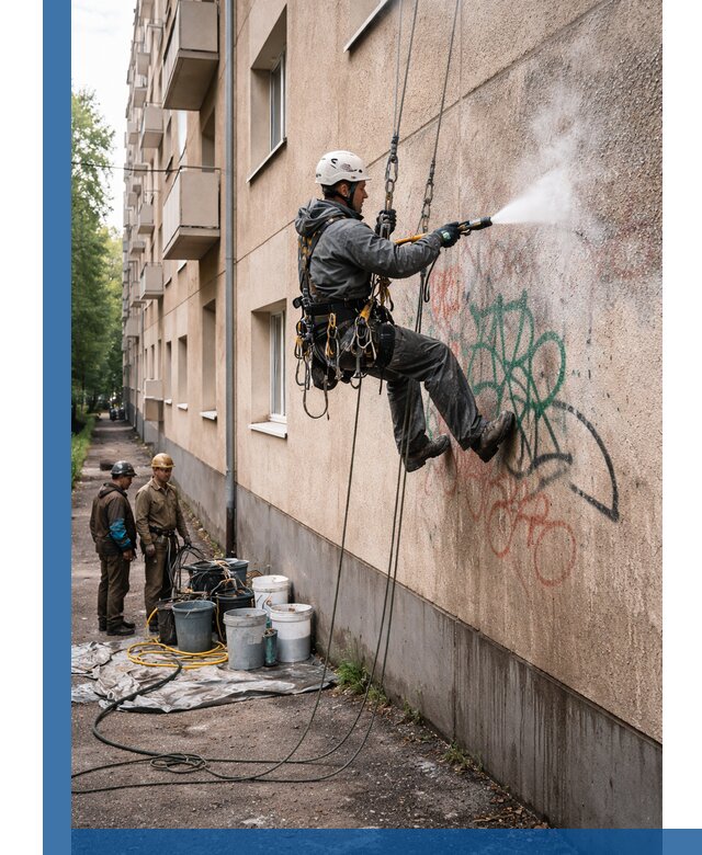 Удаление граффити с фасада в Лиски без следов и повреждений