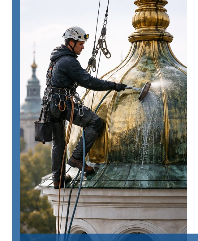 Профессиональная мойка куполов и шпилей высотными альпинистами в Лиски