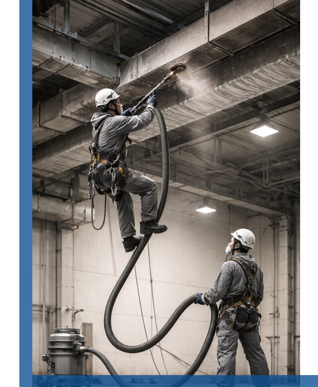 Обеспыливание потолочных конструкций в Лиски промышленным альпинизмом