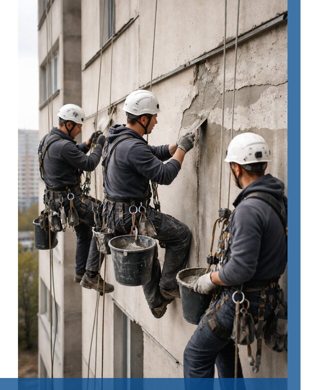 Ремонт бетонных элементов фасада в Лиски от 2735 р. | ВЫСОТНИК-Лск