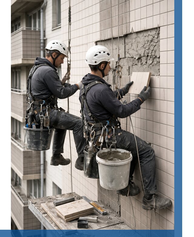 Ремонт облицовки фасада плиткой в Лиски от 1969 р. | ВЫСОТНИК-Лск