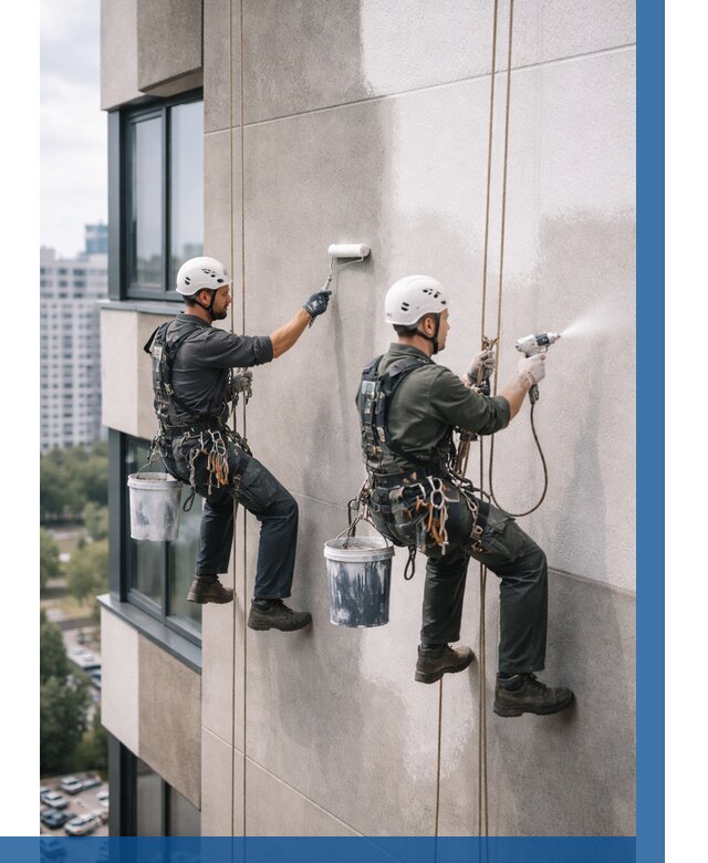 Покраска фасада альпинистами в Лиски от 328 р. | ВЫСОТНИК-Лск