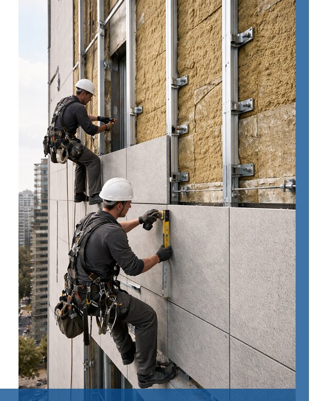 Монтаж вентилируемого фасада в Лиски от 3829 р. | ВЫСОТНИК-Лск