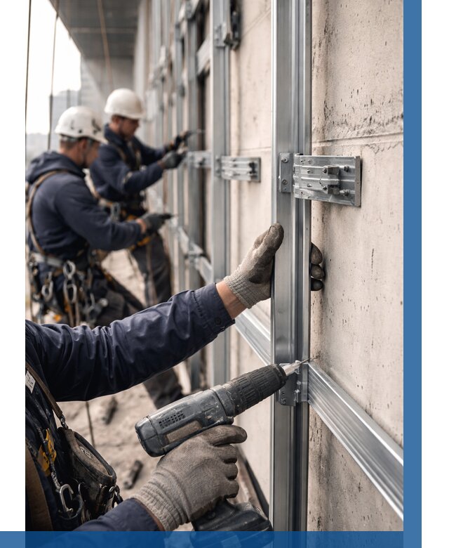 Монтаж подсистемы вентфасада в Лиски от 930 р. | ВЫСОТНИК-Лск