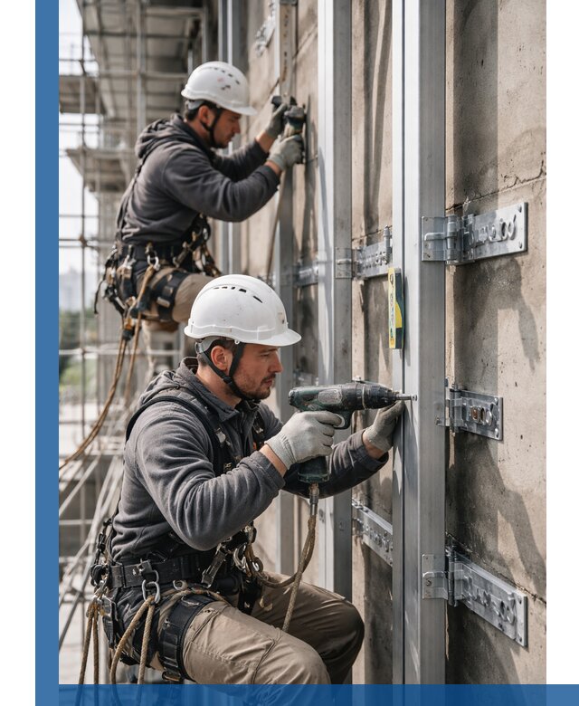 Монтаж и крепление подсистемы вентфасада в Лиски