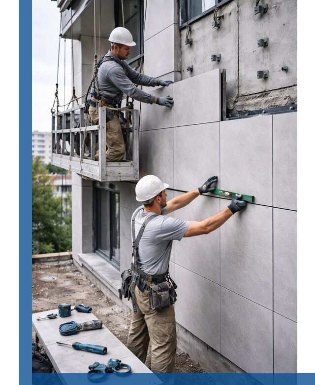 Монтаж керамогранита на фасад в Лиски под ключ с гарантией качества