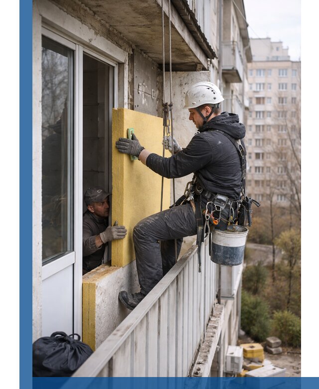 Профессиональное утепление балкона снаружи в Лиски под ключ