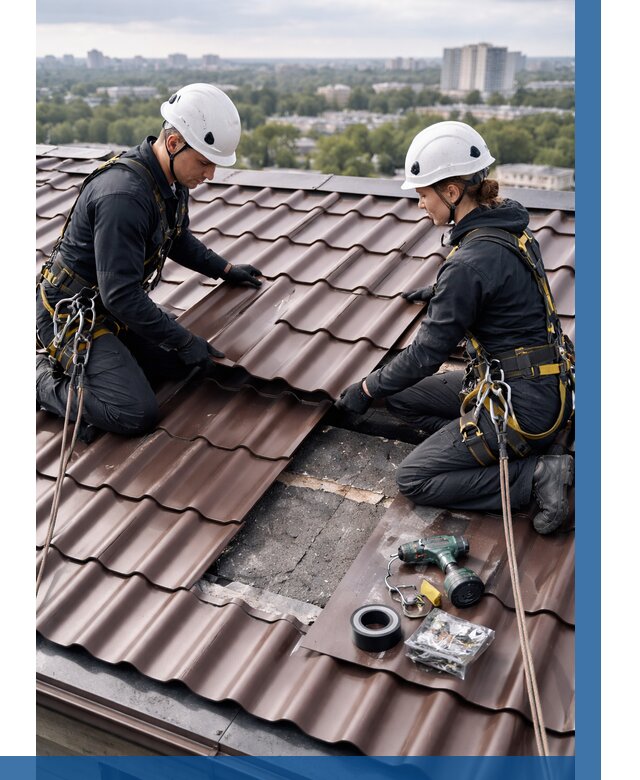 Ремонт металлочерепицы на крыше в Лиски от 985 р. | ВЫСОТНИК-Лск