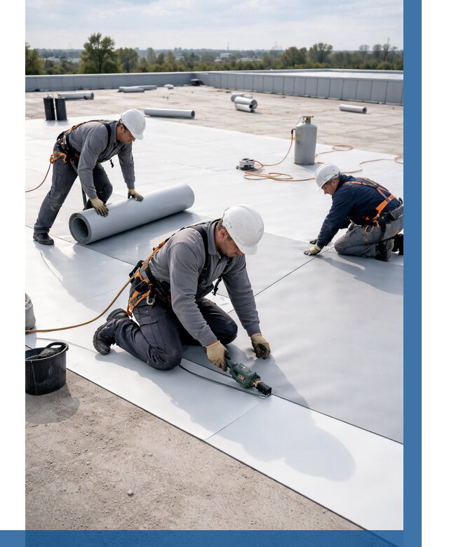 Монтаж мембранной кровли под ключ в Лиски от 1313 р. | ВЫСОТНИК-Лск