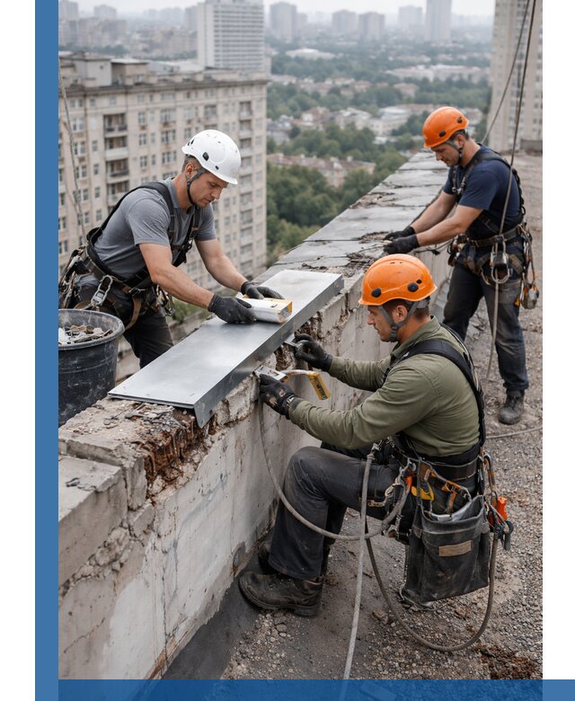 Ремонт парапета на кровле в Лиски, высотные работы с гарантией