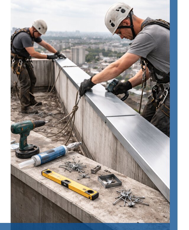 Монтаж парапетных крышек в Лиски от 875 р. | ВЫСОТНИК-Лск