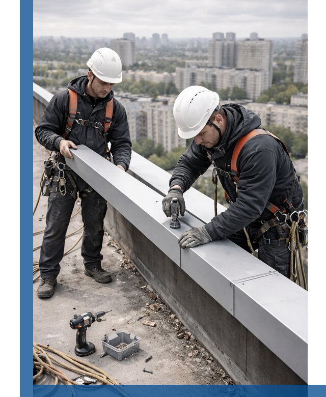 Монтаж парапетных крышек и ограждений кровли в Лиски