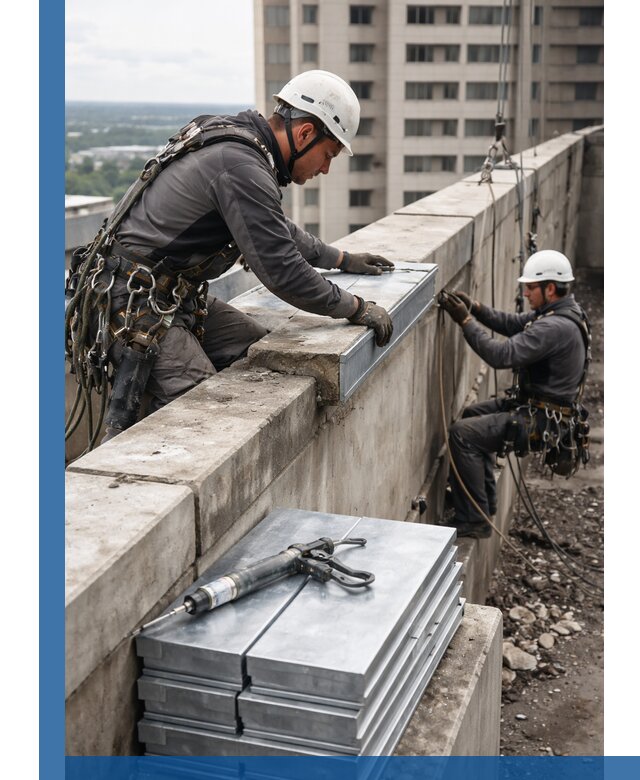 Замена парапетных крышек и установка новых в Лиски