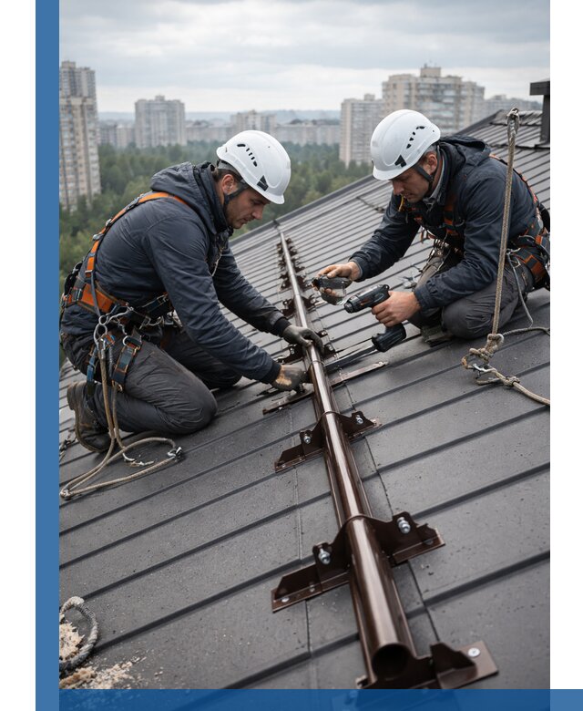 Монтаж снегозадержателей на кровле зданий в Лиски под ключ