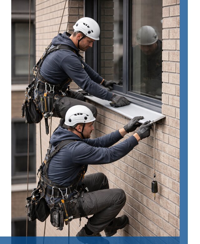 Монтаж оконных отливов под ключ в Лиски от 3829 р. | ВЫСОТНИК-Лск