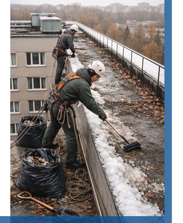 Очистка кровли по периметру в Лиски от 602 р. | ВЫСОТНИК-Лск