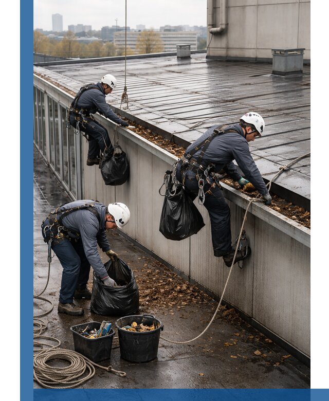 Очистка кровли по периметру в Лиски силами промышленных альпинистов