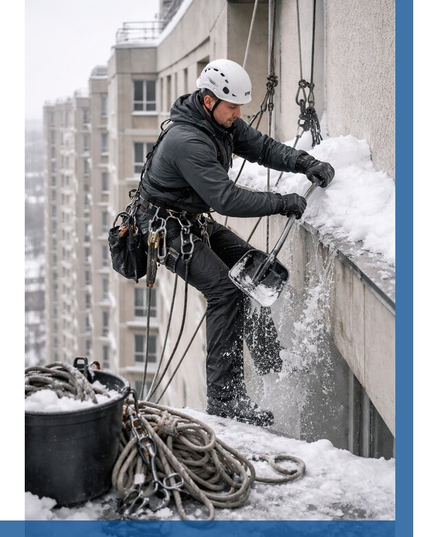 Очистка карнизов от снега в Лиски от 328 р. | ВЫСОТНИК-Лск