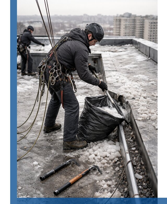 Аварийная очистка кровли в Лиски от промальпинистов