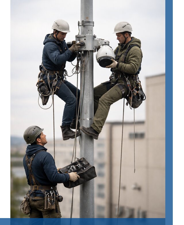 Установка видеокамер на мачте в Лиски от 9300 р. | ВЫСОТНИК-Лск