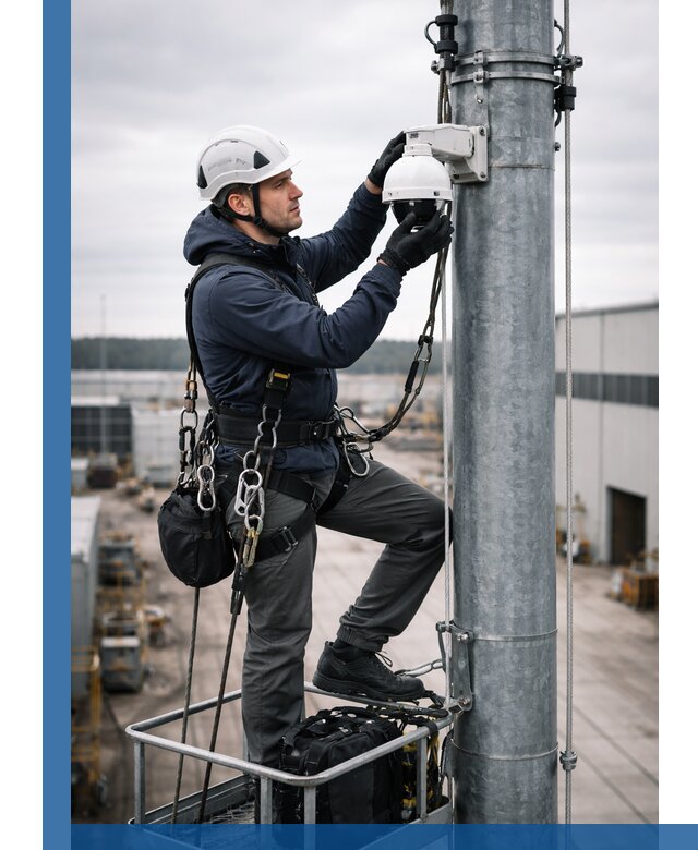 Профессиональная установка видеокамер на мачте в Лиски
