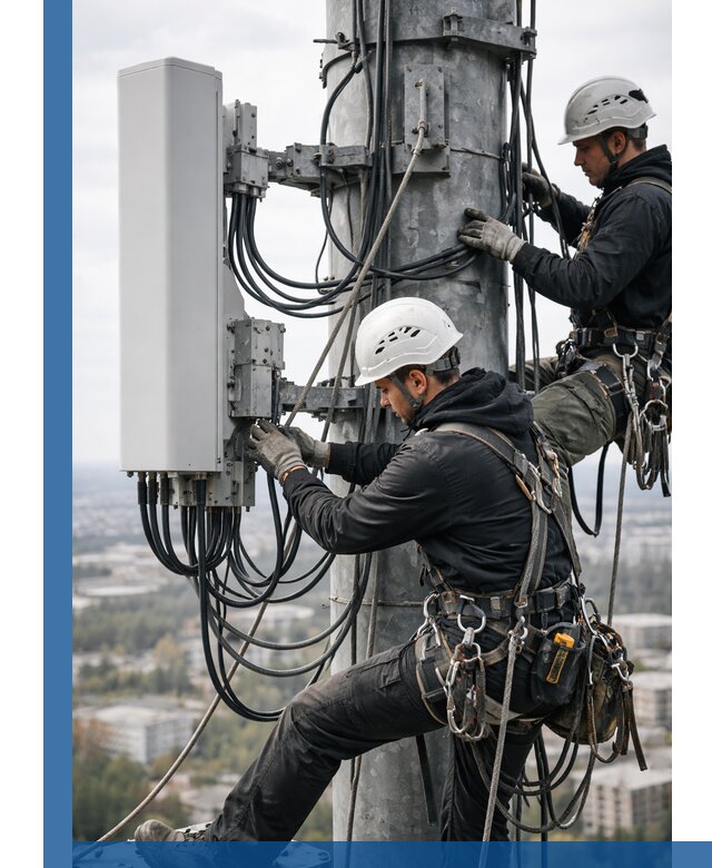 Монтаж оборудования связи на мачте в Лиски с пусконаладкой