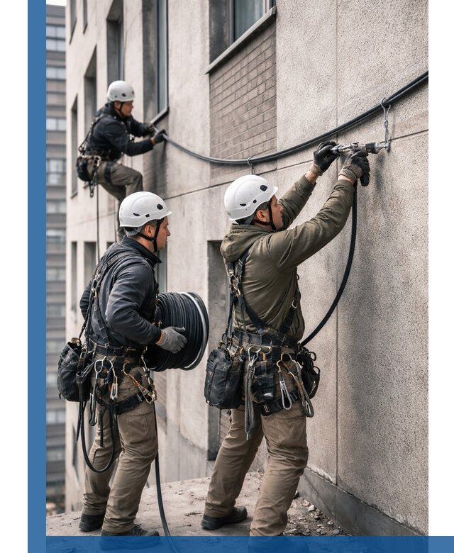 Прокладка кабеля по фасаду в Лиски, профессиональный монтаж