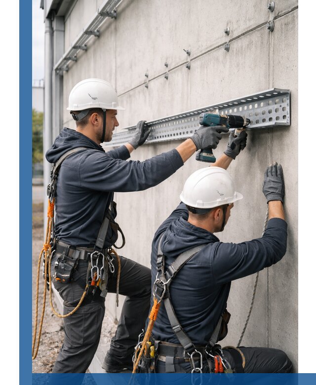 Монтаж кабельных лотков на фасаде зданий в Лиски с гарантией