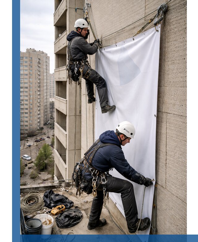 Профессиональный монтаж баннеров на фасаде в Лиски