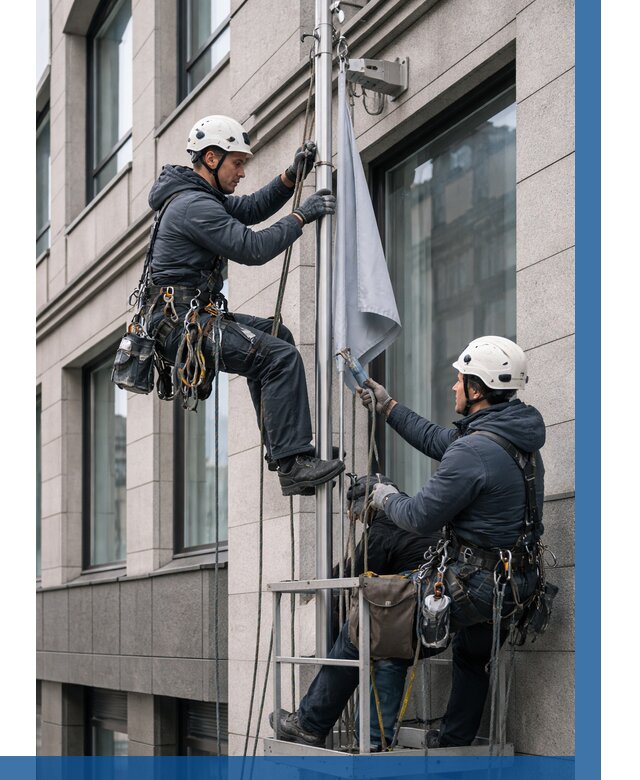 Установка флагов на фасаде в Лиски от 4923 р. | ВЫСОТНИК-Лск