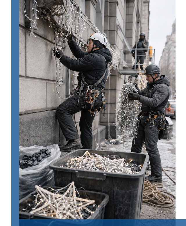 Демонтаж новогоднего оформления и гирлянд в Лиски