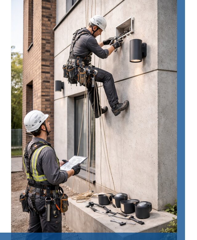 Монтаж фасадного освещения в Лиски от 2735 р. | ВЫСОТНИК-Лск