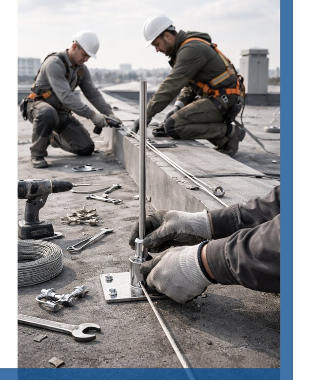 Монтаж молниезащиты на кровле в Лиски цена от 27353 р. | ВЫСОТНИК-Лск