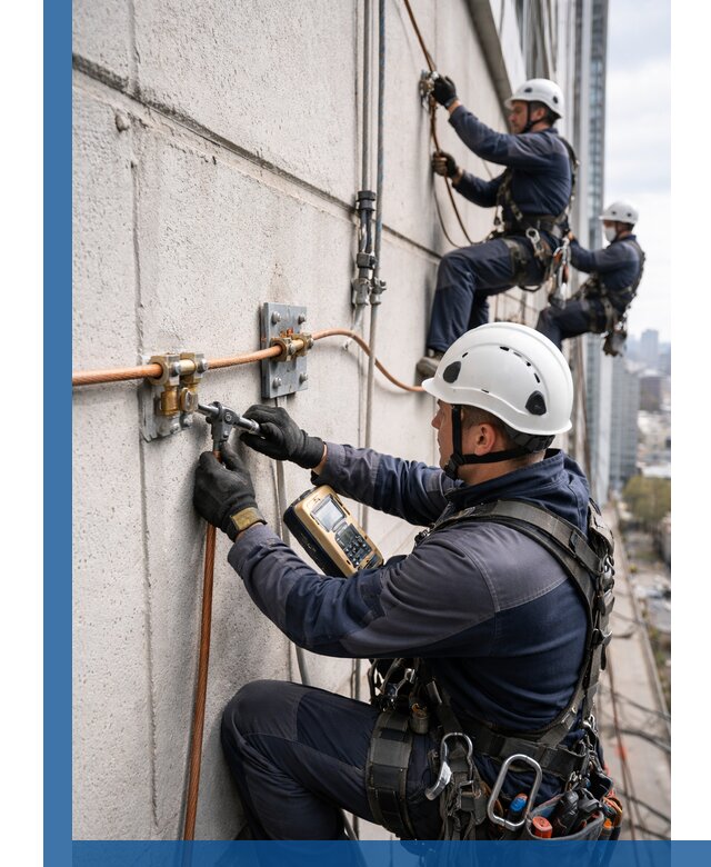 Монтаж системы заземления здания и молниезащиты в Лиски