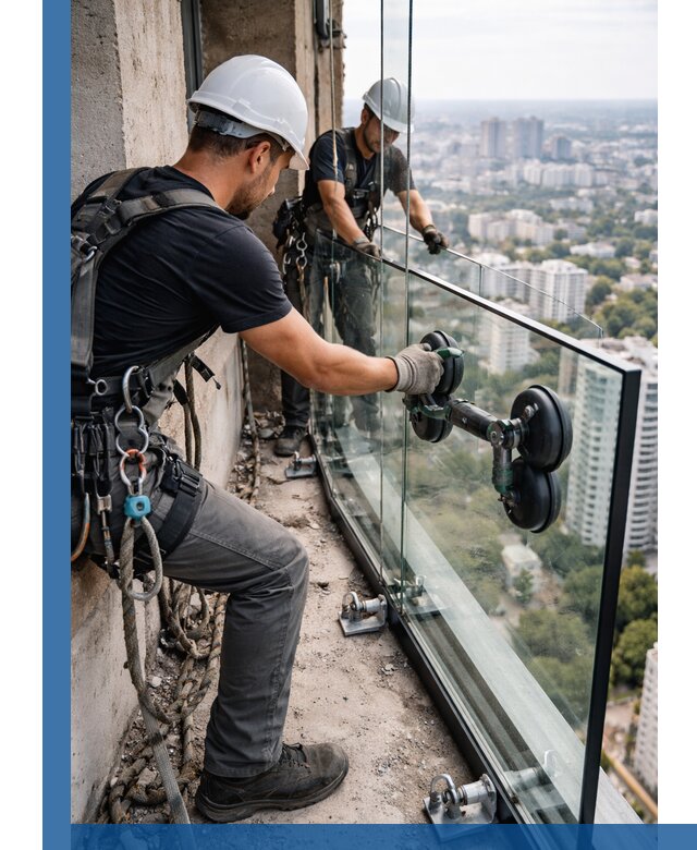 Монтаж стеклянных ограждений под ключ с гарантией в Лиски