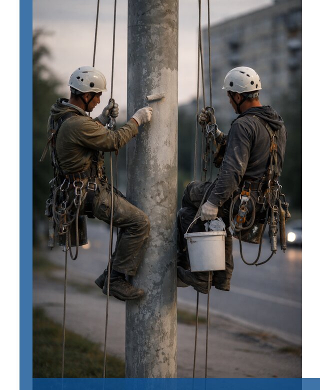 Покраска опор освещения и антикоррозийная защита в Лиски