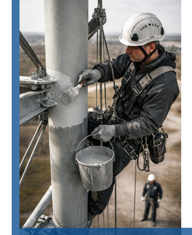 Покраска мачт связи в Лиски промышленными альпинистами