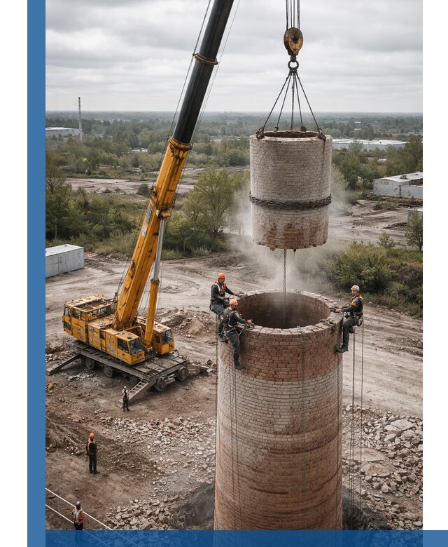 Демонтаж дымовой трубы в Лиски с гарантиями безопасности