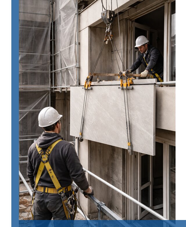 Подъем керамогранита на этаж в Лиски грузчиками и техникой