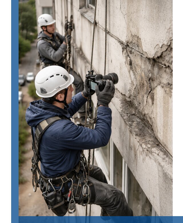 Фотофиксация дефектов фасада с высотной съемкой в Лиски